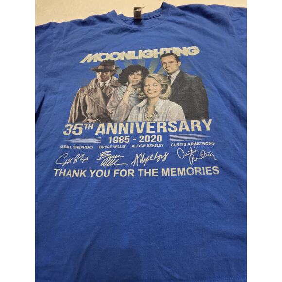 Moonlighting Vintage Bruce Willis Promo Short Sleeve Blue T-Shirt Men's Size Xl - Picture 2 of 4
